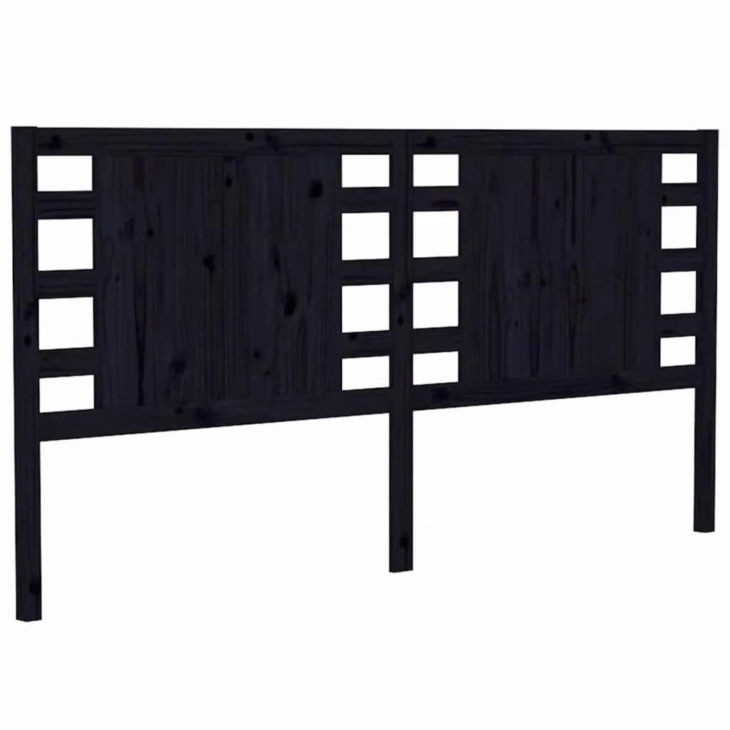 Berkfield Home Black Rustic Solid Pine Wood Headboard, W: 146 cm, D: 4 cm, H: 100 cm – 2