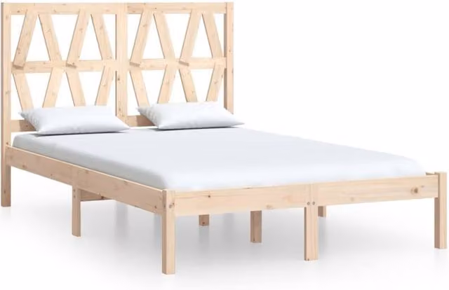 Berkfield Home Solid Wood Pine Bed Frame in Natural Brown, W: 140 cm, L: 200 cm