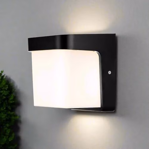 CGC Lighting Black Square LED Outdoor Wall Light with Cool White Light, IP65 Waterproof Polycarbonate Construction for Garden and Hallway – 4