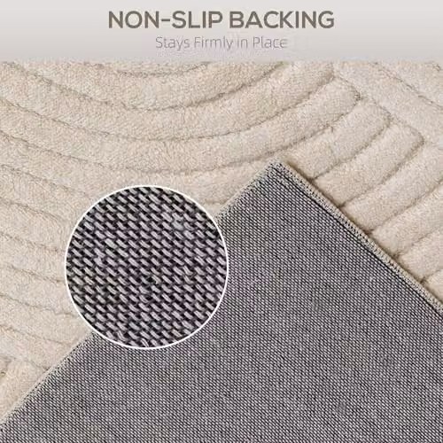 HOMCOM Modern Geometric Plush Non-Slip Rug, Beige, W: 160 cm, D: 120 cm – 2