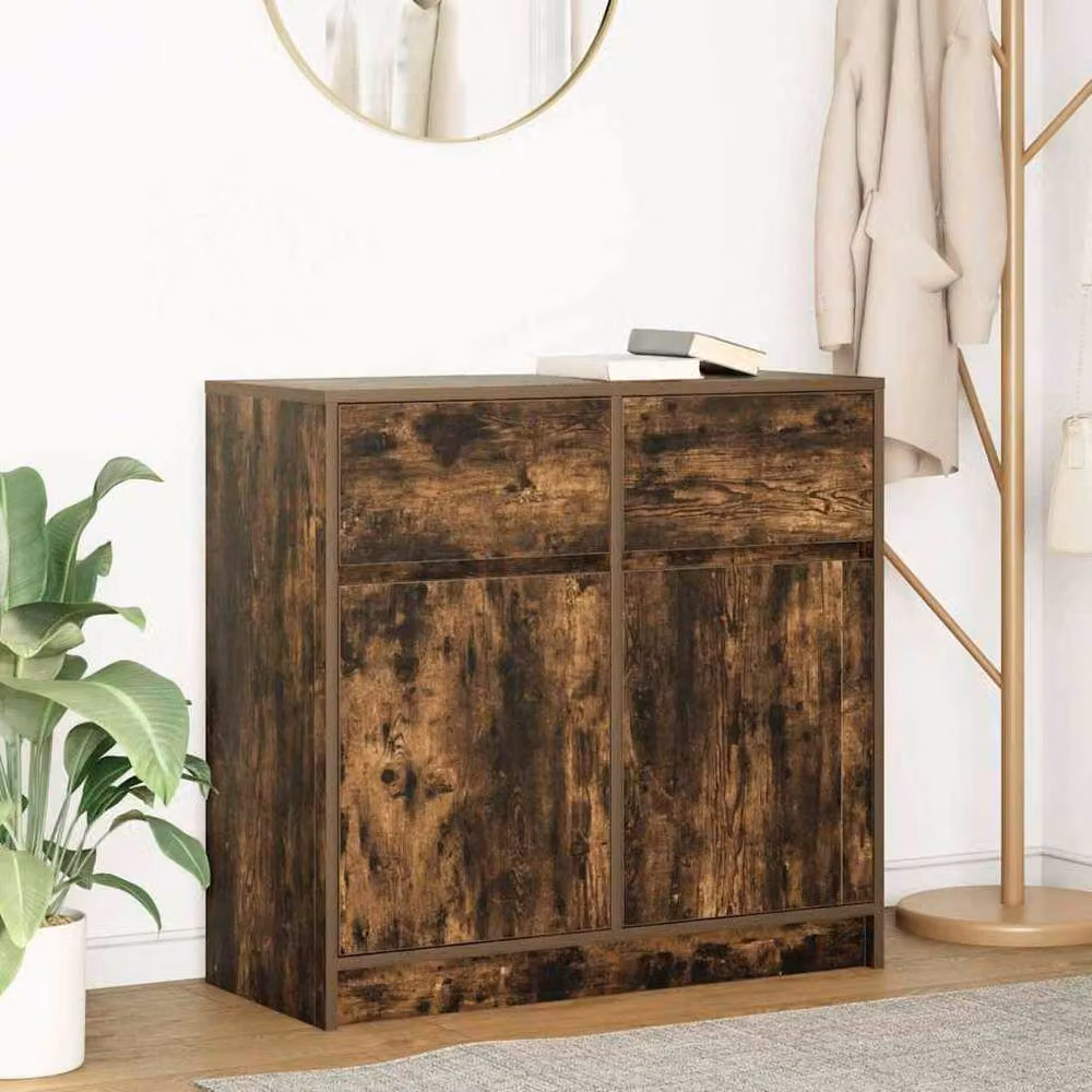 Berkfield Home Smoked Oak Sideboard with Drawer in Brown, W/D/H: 80 x 34 x 76 cm – 2