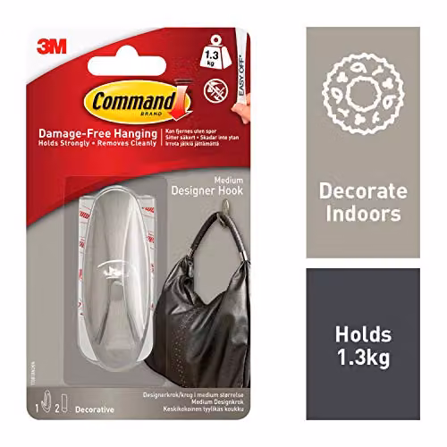 3M Command Medium Designer Hook in Brushed Silver with 2 Adhesive Strips – 2
