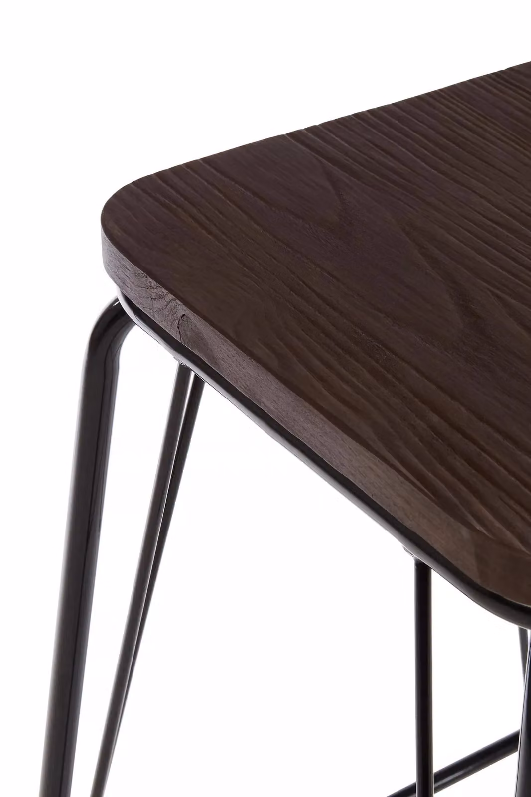 Orsina Industrial Metal and Wood Stool, Black and Brown, W/D/H: 42 x 42 x 62 cm – 3
