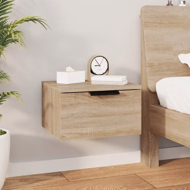Berkfield Home Wall-mounted Bedside Cabinet in Sonoma Oak Brown, W/D/H: 34 x 30 x 20 cm – 1