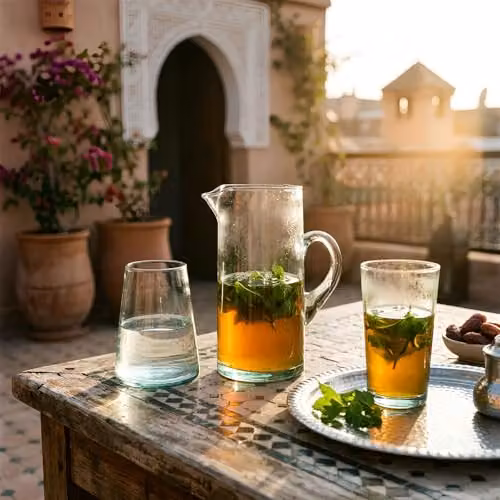 Nicola Spring Merzouga 7-Piece Recycled Glass Tumbler and 1L Jug Set in Transparent Green – 2