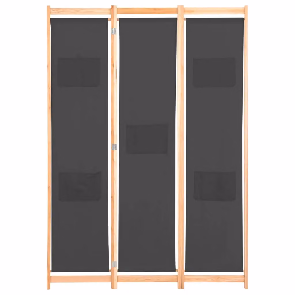 Berkfield Home 3-Panel Grey Fabric Room Divider, W/H: 120 x 170 cm – 2