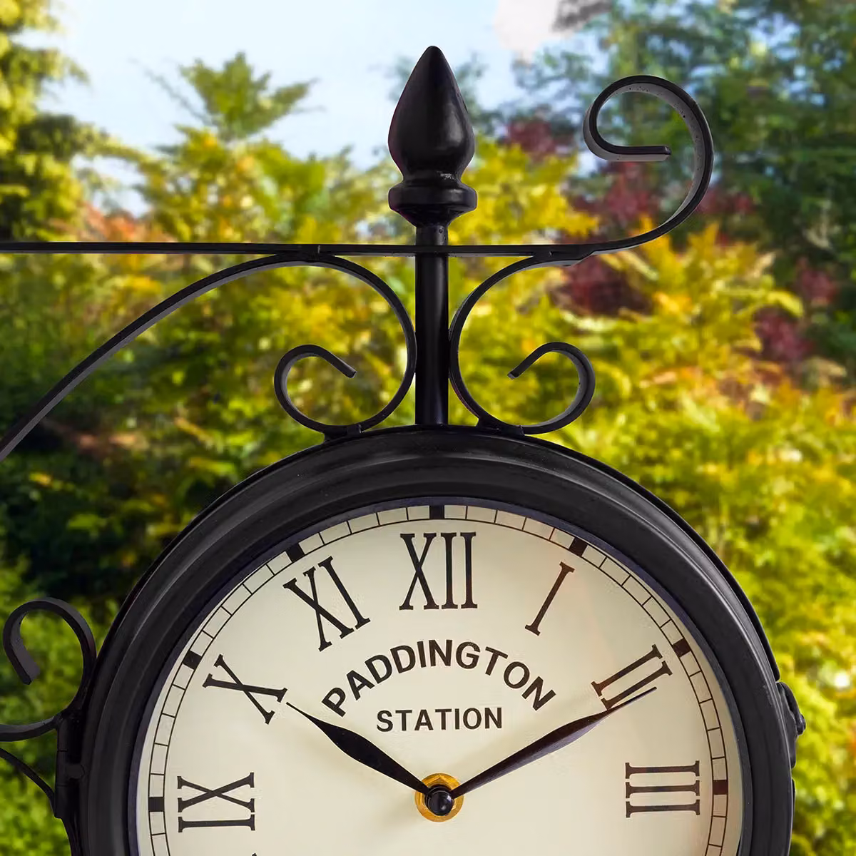 Charles Bentley Paddington Black Metal Double Sided Round Outdoor Wall Clock – 2
