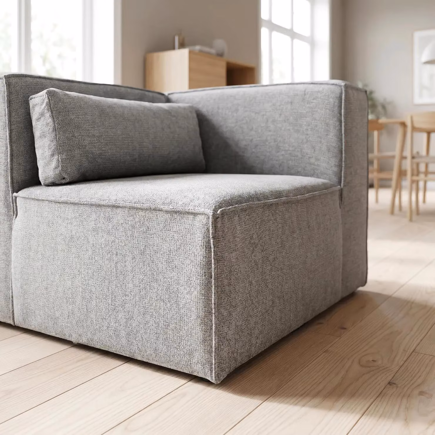 Abakus Direct Doris L-Shape Corner Unit in Grey with Fabric Upholstery and Solid Wood Frame – 2
