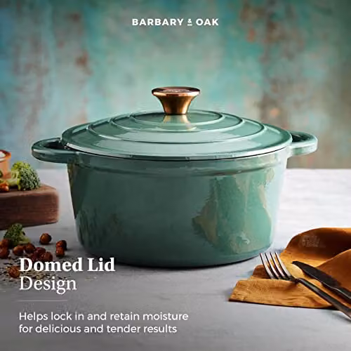 Tower Enamelled Cast Iron Casserole Pan, Green, Diameter: 24 cm – 7