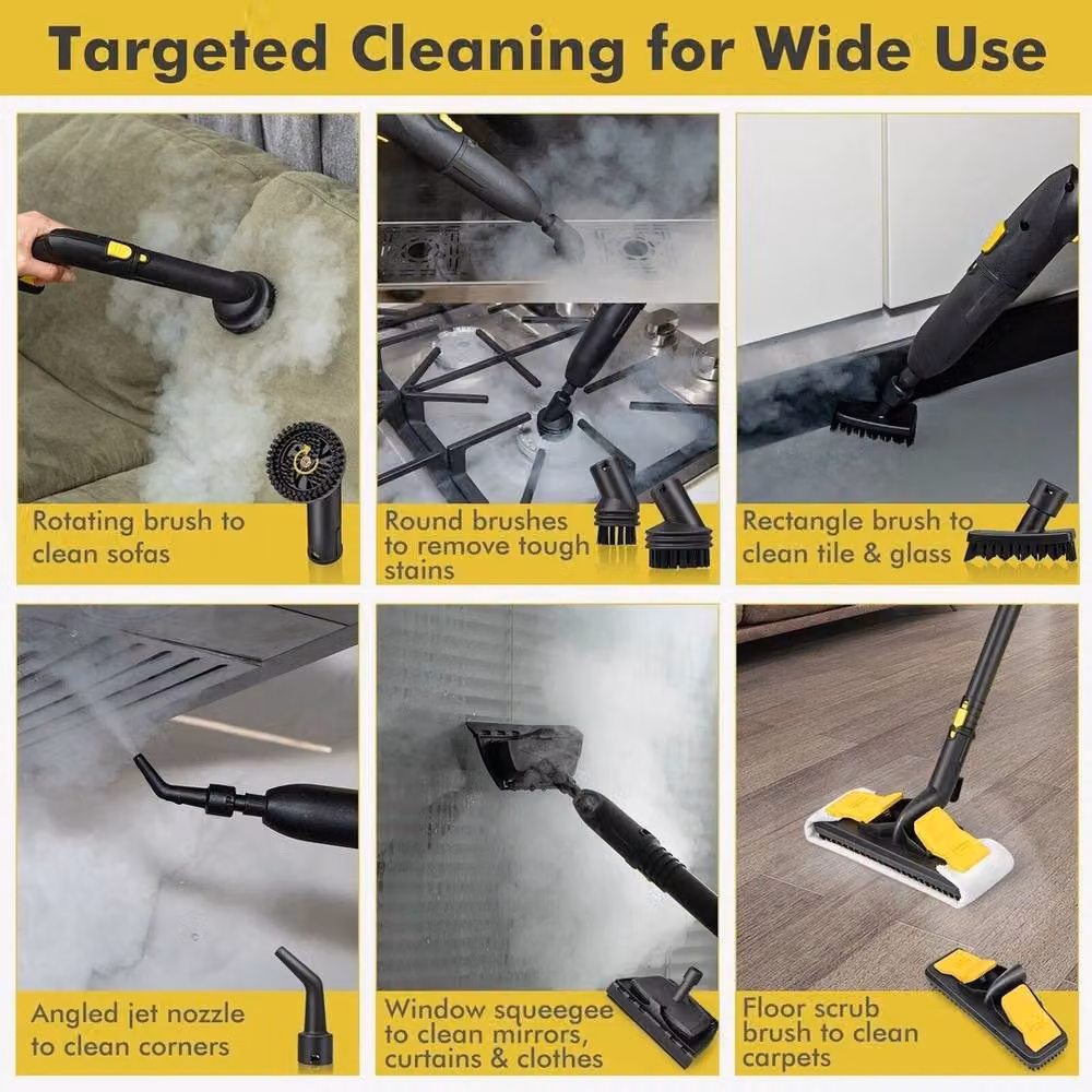 Kelvenix Window 2000W Rolling Steam Mop Hand Held Cleaner in Yellow – 3