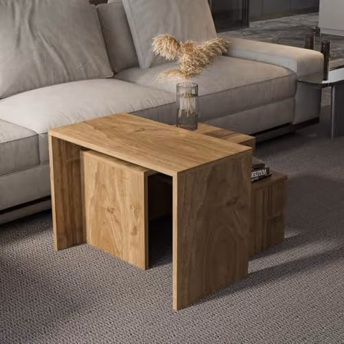 Decorotika Andro Set of 3 Nesting Coffee Tables in Brown – 3