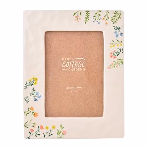 Widdop and Co The Cottage Garden Floral Ceramic Photo Frame, White, 10 x 15 cm
