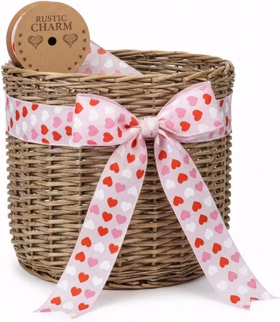 Kingsbury Gifts Pink Multi Heart Wire Edged Decal Ribbon, 10m x 60mm