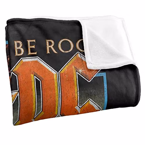 LOGOVISION AC/DC Let There Be Rock Super Soft Fleece Throw Blanket, White, W/D/H: 152 x 127 cm – 2