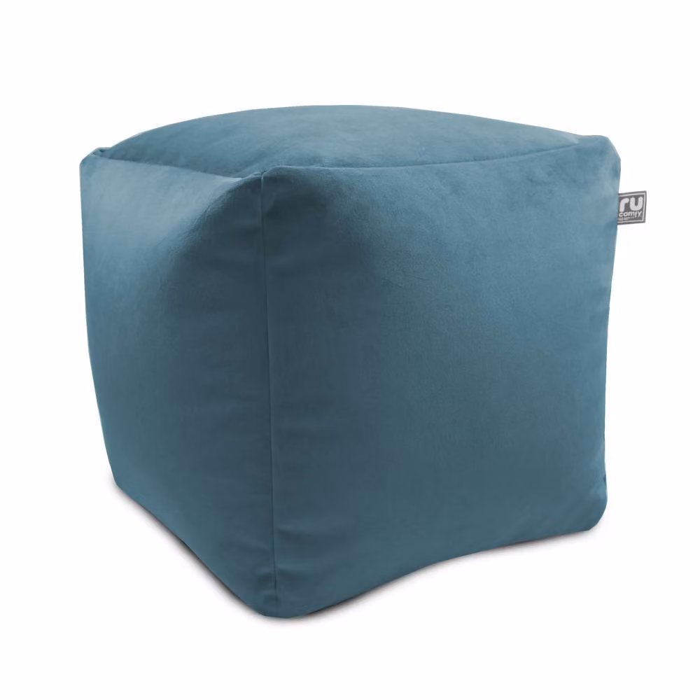 rucomfy Velvet Cube Bean Bag Pouffe in Petrol – 2