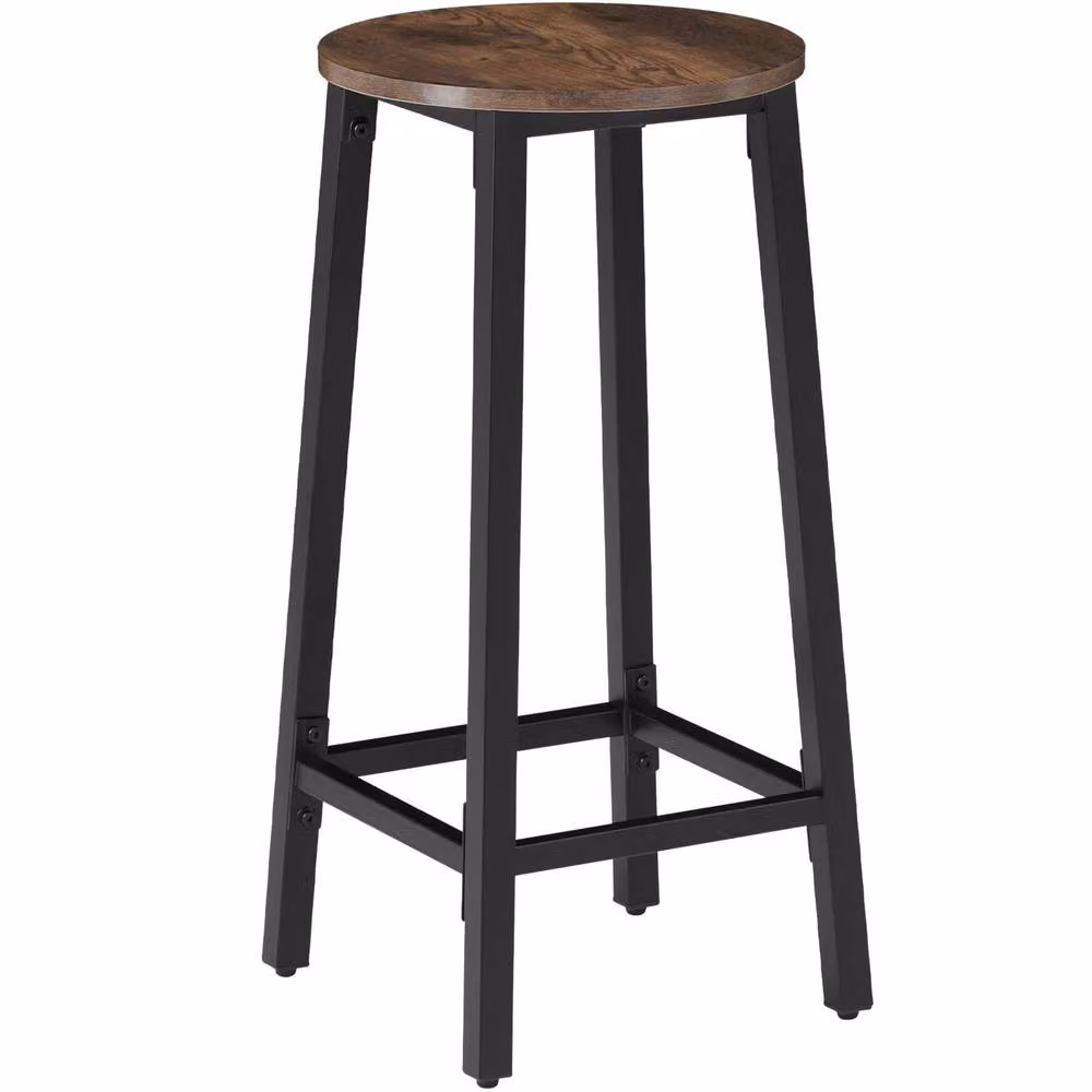 tectake Corby Set of 4 Industrial Bar Stools in Brown Wood and Metal – 2