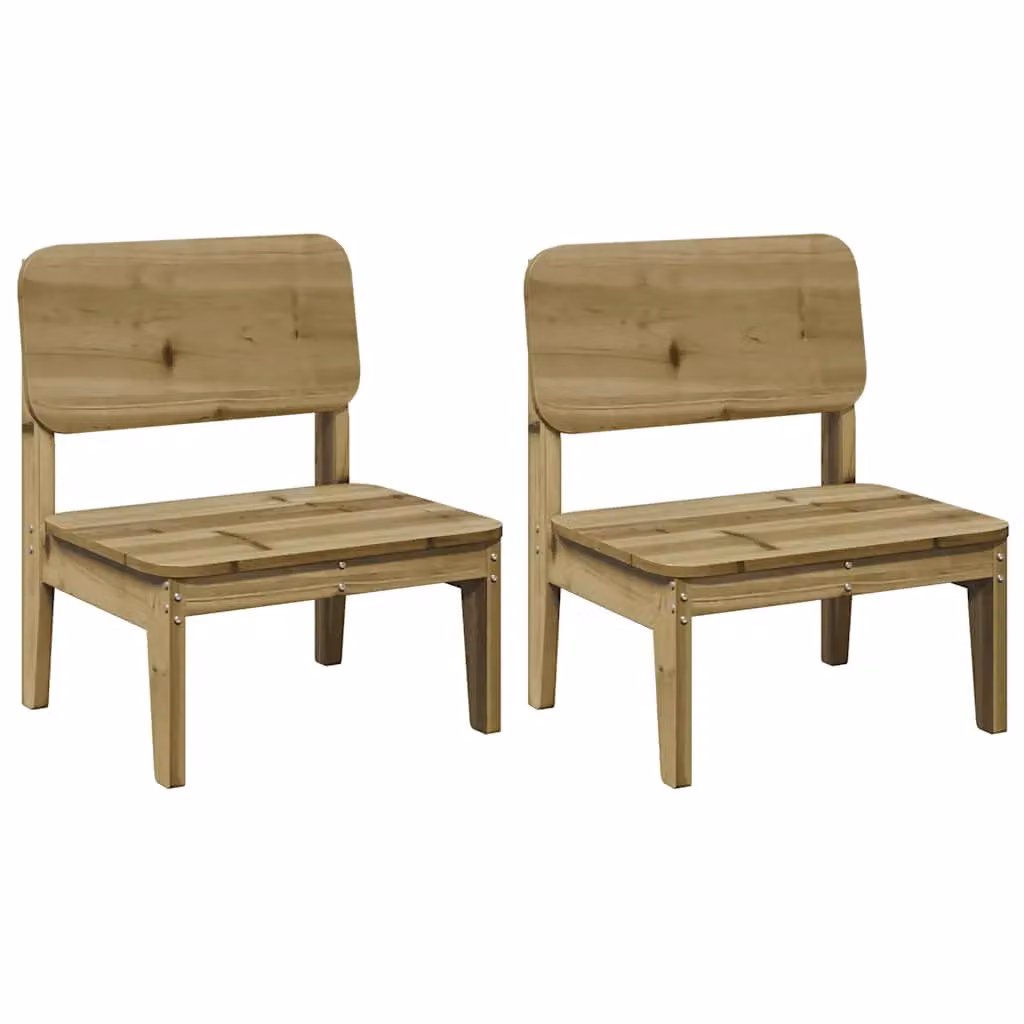 Berkfield Home Set of 2 Rustic Brown Impregnated Pine Garden Chairs, W: 60 cm, D: 52.5 cm, H: 72 cm – 2