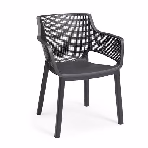 Keter Elisa Set of 6 Grey Outdoor Dining Chairs in Weatherproof Plastic – 1
