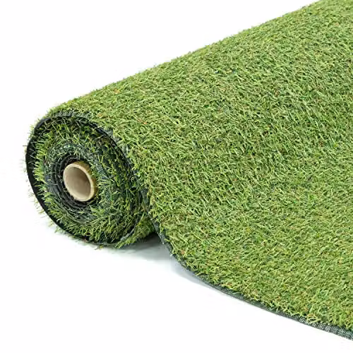 GardenKraft UV Resistant Artificial Grass Roll in Light Green, 15mm Pile Height, W: 1 m, L: 4 m – 1