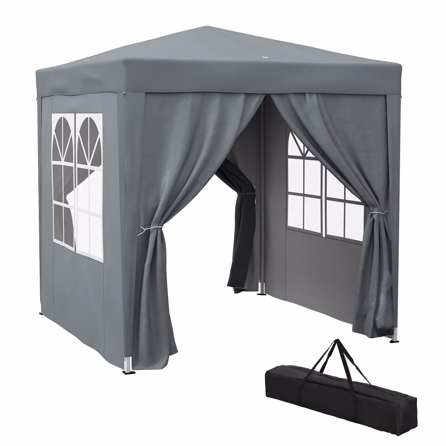 OUTSUNNY Grey Pop Up Gazebo Party Tent Canopy Marquee with Storage Bag, W 200 cm x D 200 cm x H 240 cm – 2