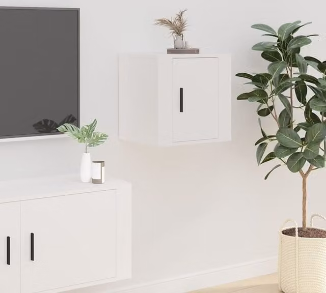 Berkfield Home Wall Mounted TV Cabinet in White, W: 40 cm, D: 34 cm, H: 5 cm