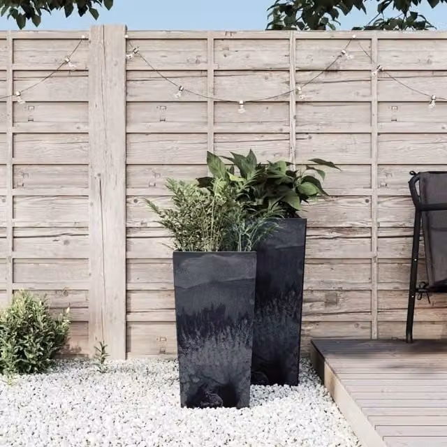 Berkfield Home Concrete Look Planter with Removable Inner Tub in Black and Anthracite, 11/26.5L