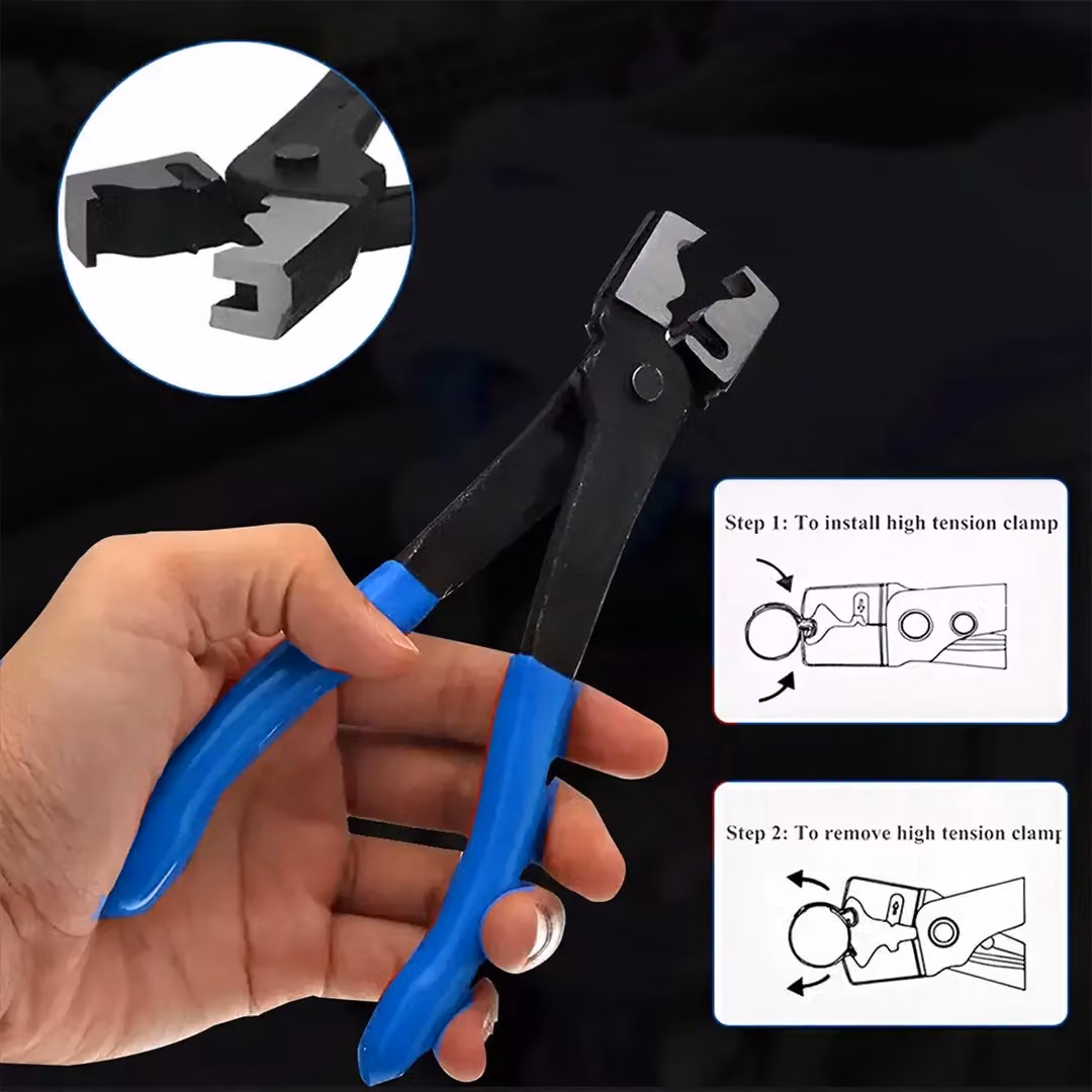 Hinsinc Blue Locking Automotive Hose Clamp Pliers with Swivel and Flat Angled Jaws – 5