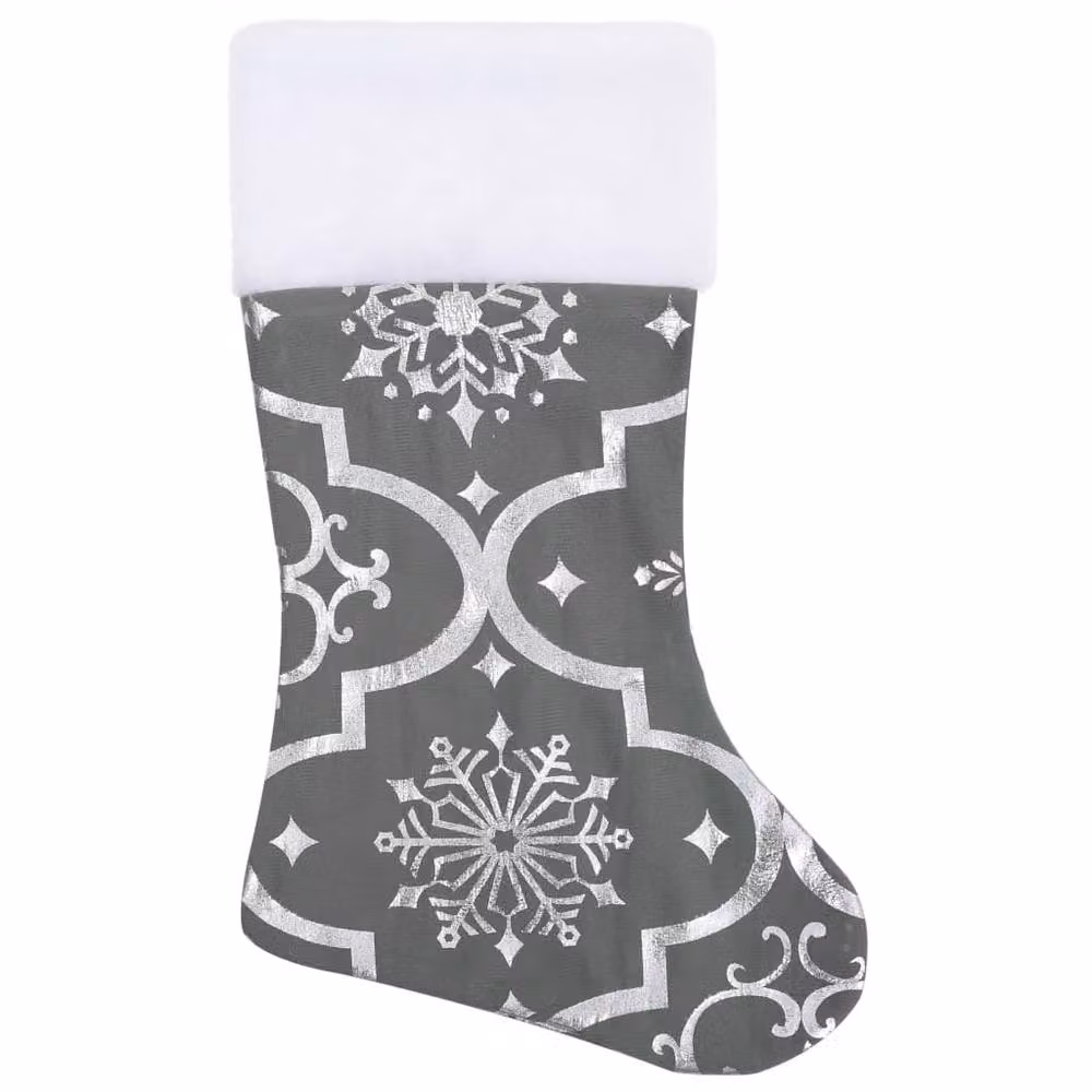 Berkfield Home Luxury Christmas Tree Skirt with Sock in Grey, Diameter: 90 cm – 3