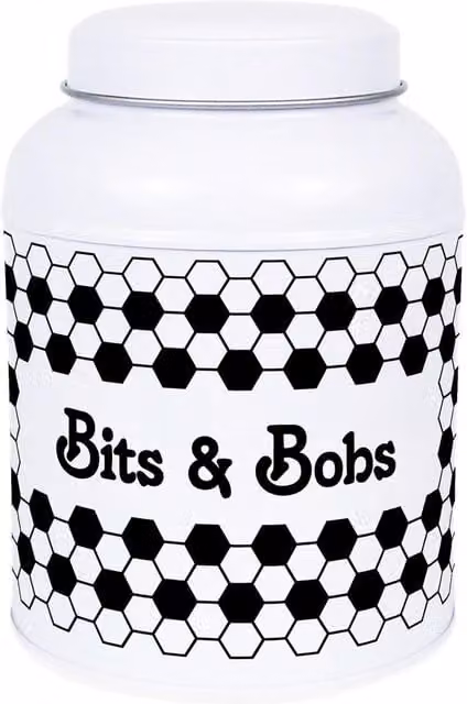 Purely Home Hexagon Tiles Snacks Canister with Small Domed Lid, Geometric Metal Kitchen Storage Jar, 110g