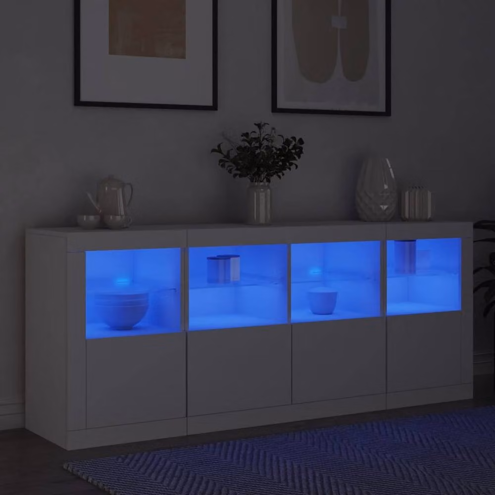 Berkfield Home Modern White Sideboard with Integrated LED Lights, W/D/H: 163 x 37 x 67 cm – 2