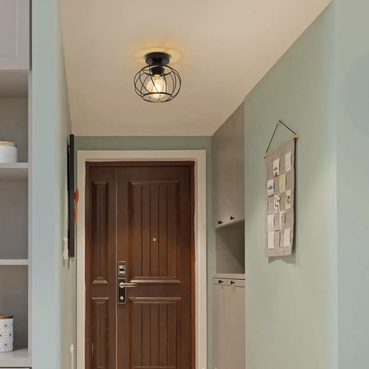Pheashine Modern Round Cage Ceiling Light in Black with E27 Base – 3