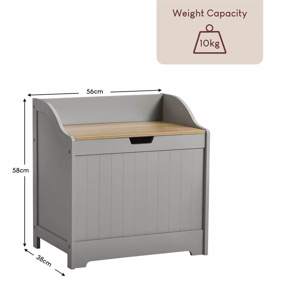 Havendro Grey Wooden Laundry Hamper with Lid – 2