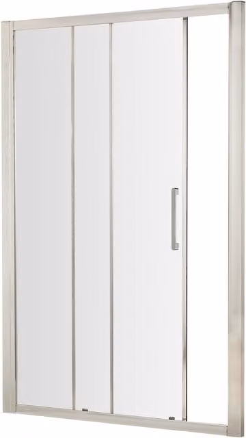 Balterley Sonic Single Sliding Rectangular Shower Door with 8mm Glass and Chrome Bar Handle, Silver, W: 120 cm, H: 190 cm