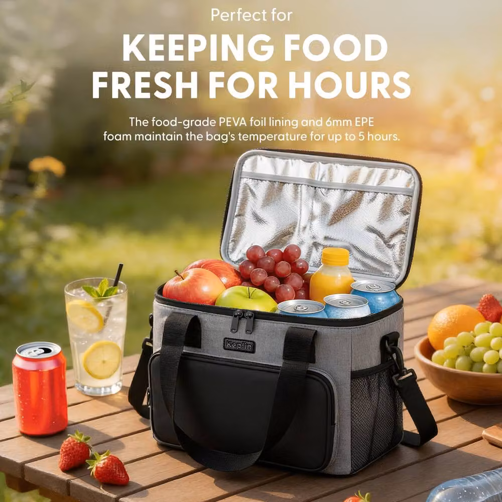 Keplin Insulated Leakproof Cooler Bag, Grey, 16L, W/D/H: 30 x 23 x 23 cm – 4