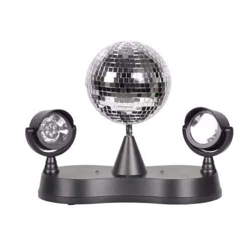 ValueLights Rotating LED Disco Ball Colour Changing Spotlight Table Lamp, Multicolour and Silver USB Plug-in DJ Party Light
