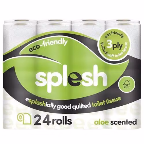 Cusheen Splesh Toilet Roll 24 Pack White and Green – 1