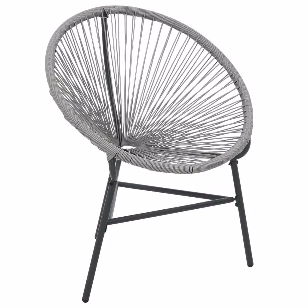 Berkfield Home Garden Grey Poly Rattan Moon Chair with Metal Frame – 2