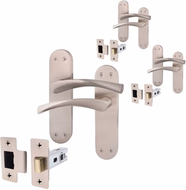AFIT Satin Nickel Internal Twist Door Handles with Latch, 3 Pack, Silver, W/D/H: 15.0 x 15.0 x 15.0 cm – 1