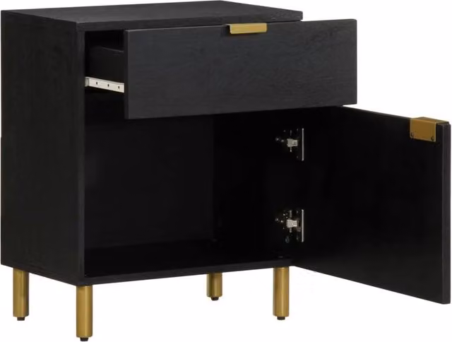 Berkfield Home Black Bedside Cabinet in Engineered Wood, W/D/H: 50 x 33 x 60 cm