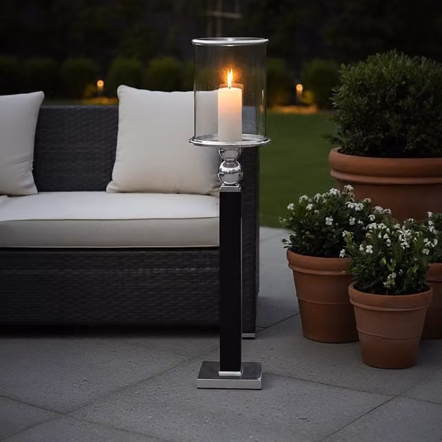 Orsina Modern Square Tabletop Candle Holder for Taper and Pillar Candles in Black and Silver – 1