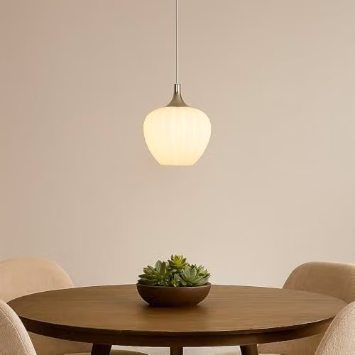 Netlighting Maxy White and Chrome Dome Pendant Lamp with Glass Shade, Height: 120 cm, Diameter: 24 cm – 2