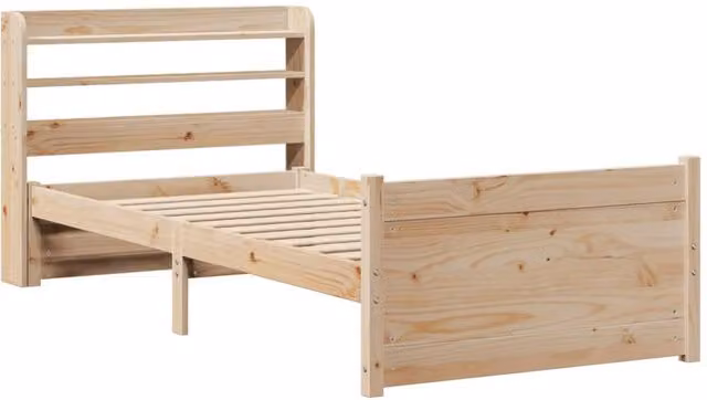 Berkfield Home Beautiful Small Single Bed Frame with Headboard in Light Brown, W/D/H: 75 x 190 x 85 cm