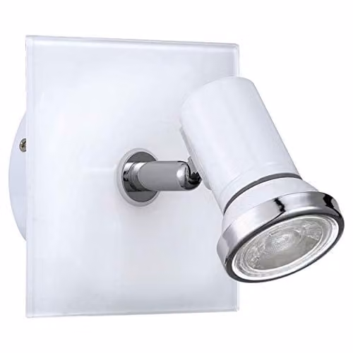 Loops Modern White and Chrome Wall Light with GU10 LED Bulb, IP44 Rated for Bathrooms