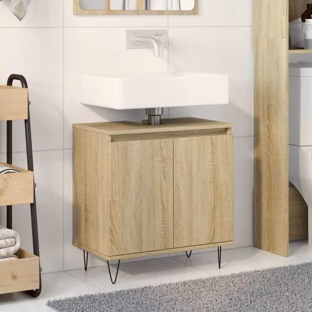 Berkfield Home Sonoma Oak Bathroom Cabinet, Brown, W: 58 cm, D: 33 cm, H: 60 cm – 1