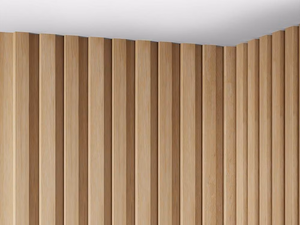 Vente-unique 3D Wall Panel Set of 8, Beige Wood Look Polystyrene, 2.83 m² – 2