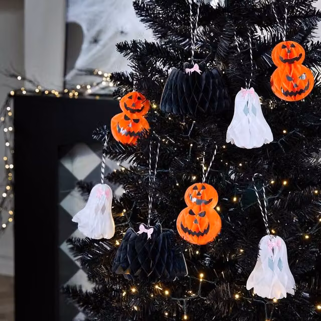 OHS Halloween Hanging Paper Tree Decoration Set, Multicolour, 8 Pack – 1