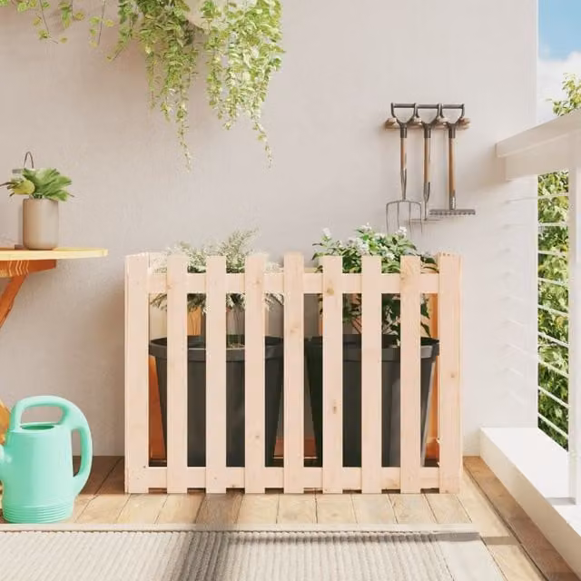 Berkfield Home Garden Raised Bed with Fence Design in Brown Solid Wood, W/D/H: 100 x 50 x 70 cm – 1