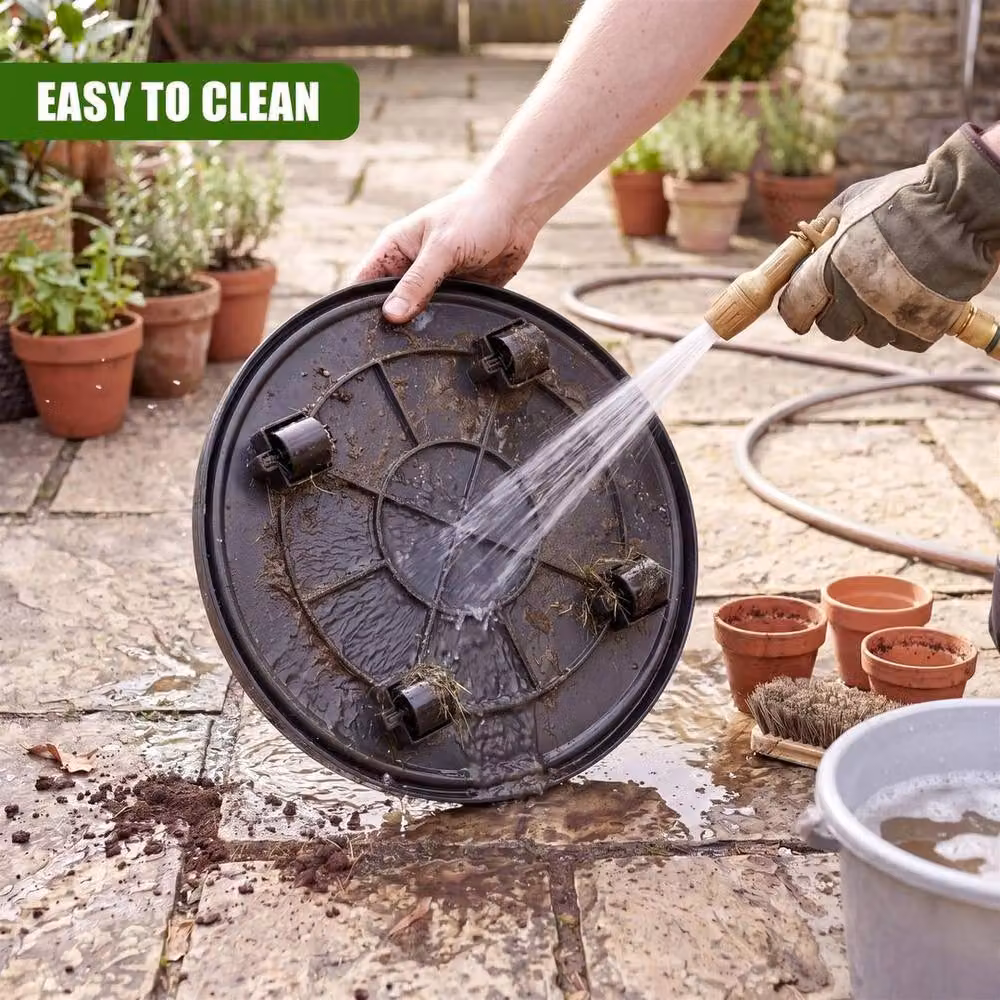 SPETLEK Round Plant Caddy with Wheels in Black – 5