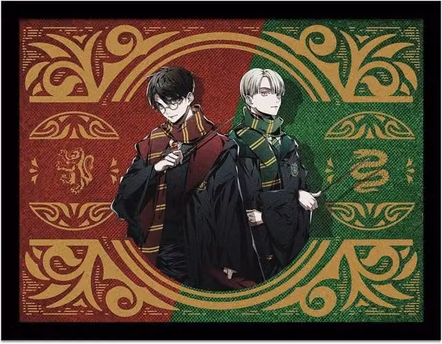 Warner Bros Harry Vs Draco Paper Poster in Dark Green