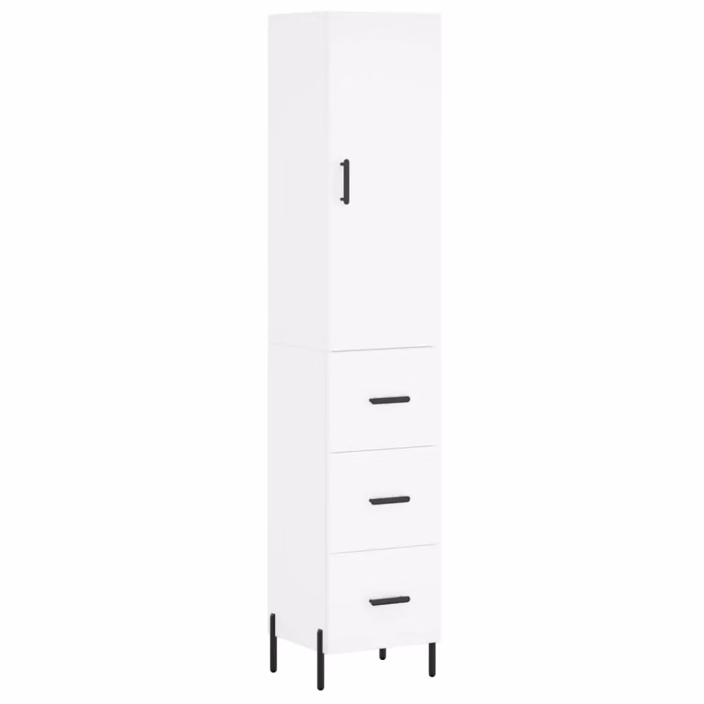 Berkfield Home White Modern Highboard with Hinged Doors and Internal Shelves, W/D/H: 34.5 x 34.5 x 180 cm – 2